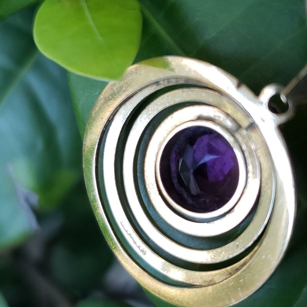 💥HP💥 VTG 14k solid Gold chain/w goldplate Amethyst Pendant - Picture 10 of 11